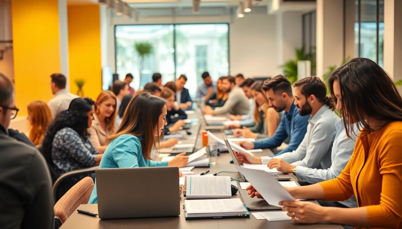 Observe what people actually do during their workday in a vibrant office scene filled with professionals.