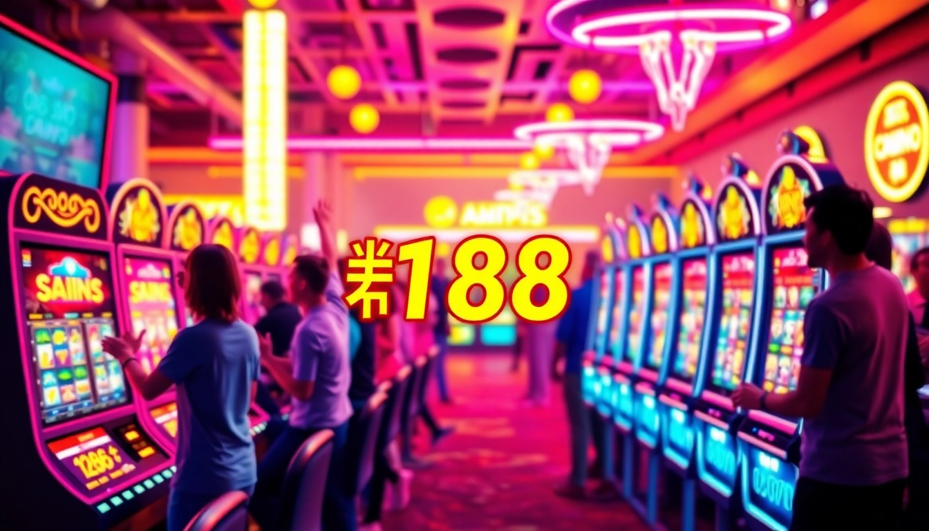 Experience the thrill of สล็อต168 online slots with bright neon lights and happy players.