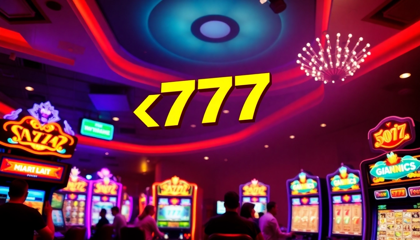 Experience the thrill of สล็อต777 with lively action and bright neon lights in a bustling casino.