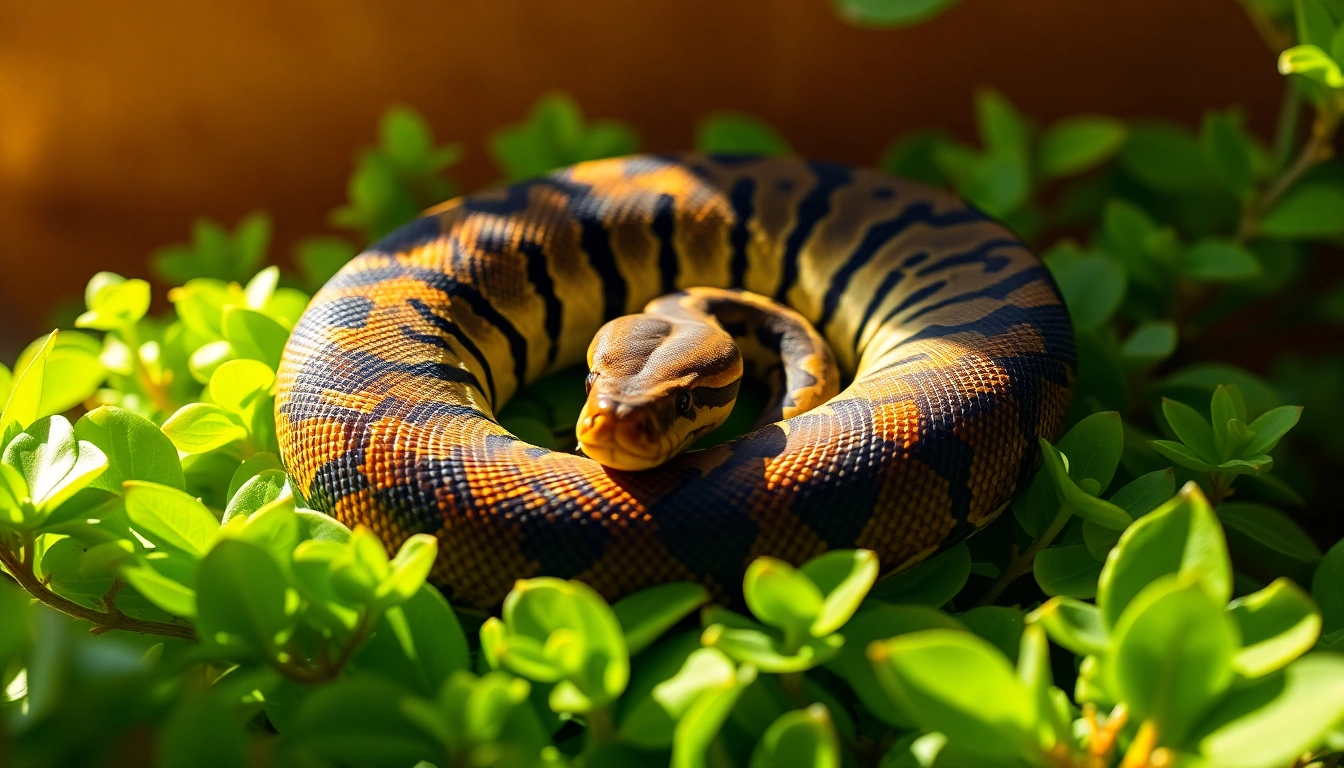 Buy a beautiful Volta ball python for sale​ showcasing its vibrant patterns and textures in a natural setting.