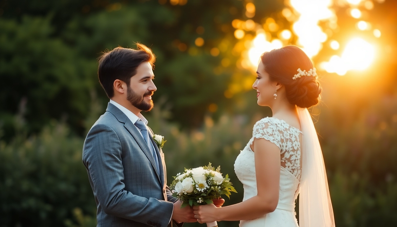 Beautiful moment captured by a wedding videographer in Ireland as a couple exchanges vows outdoors.