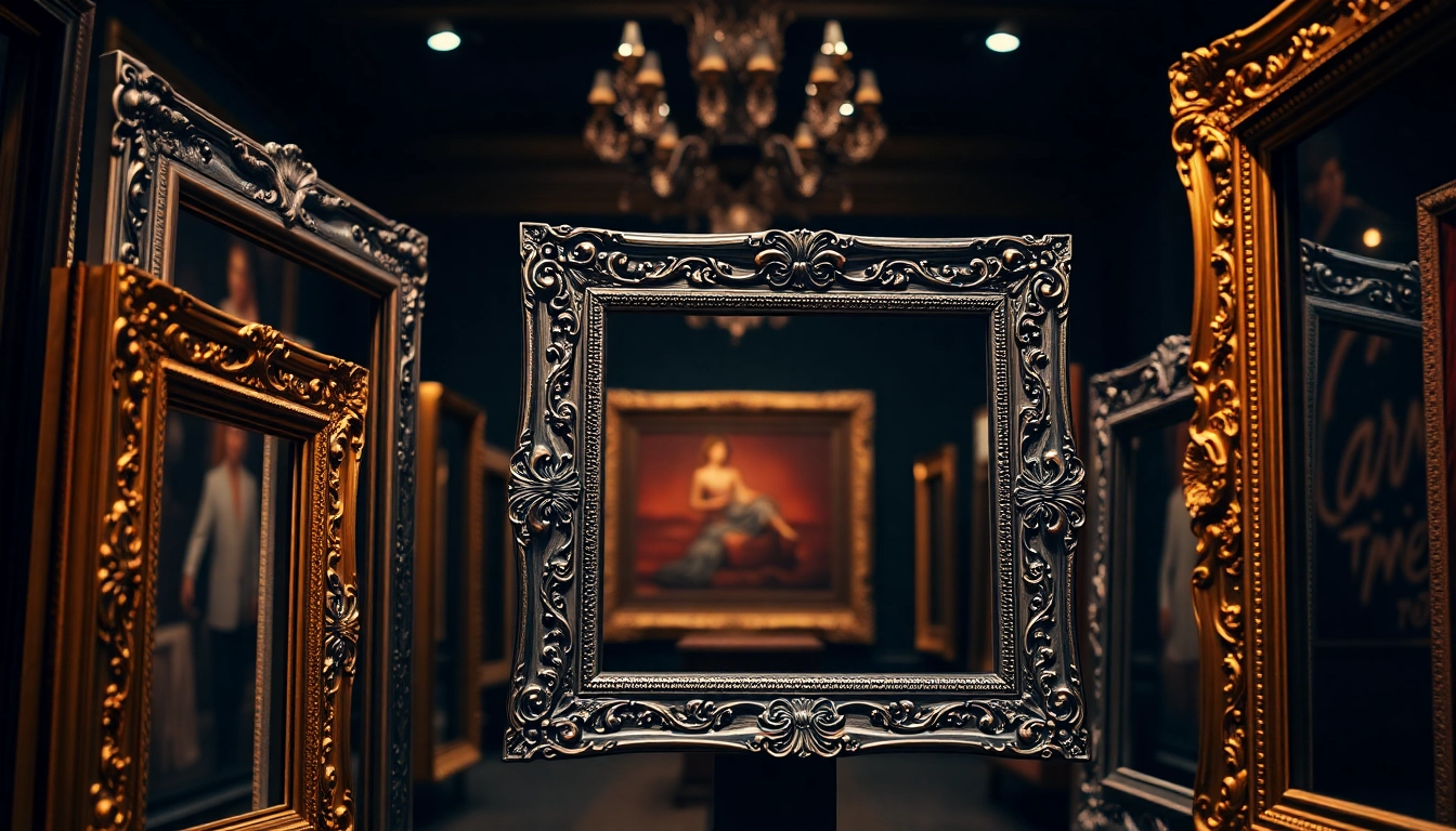 Artfully arranged ornate picture frames enriching any decor with charm and elegance.