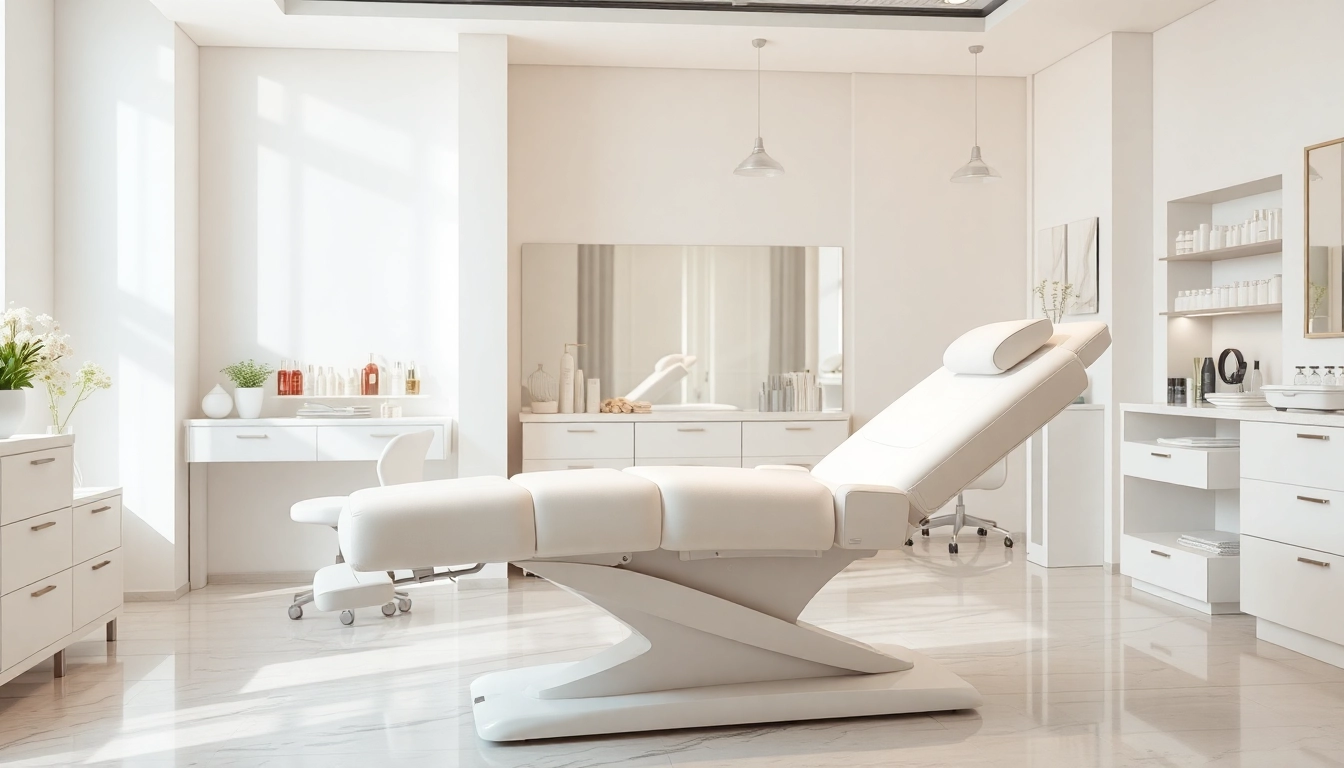 Kosmetik liege im eleganten Salon für entspannende Behandlungen bereit.