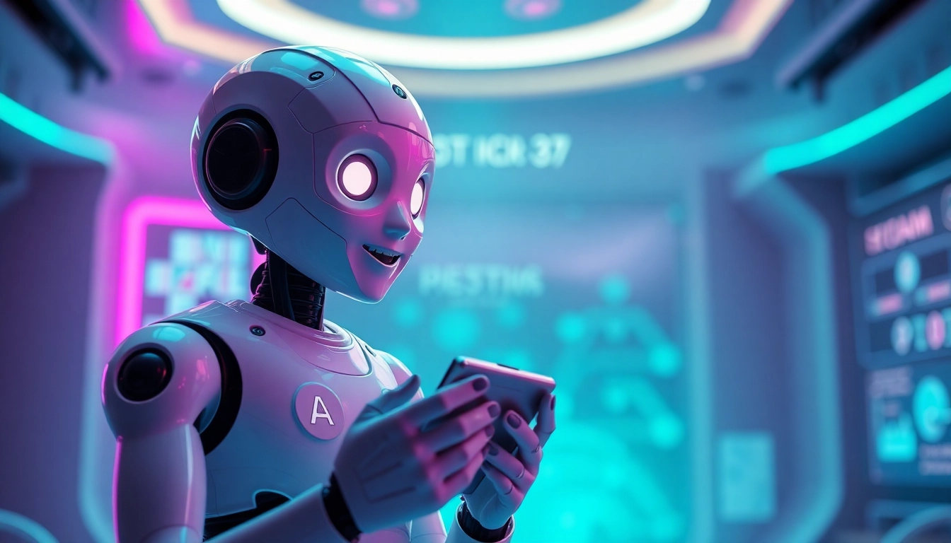 Engaging ai sex bot interacting with user in a futuristic setting