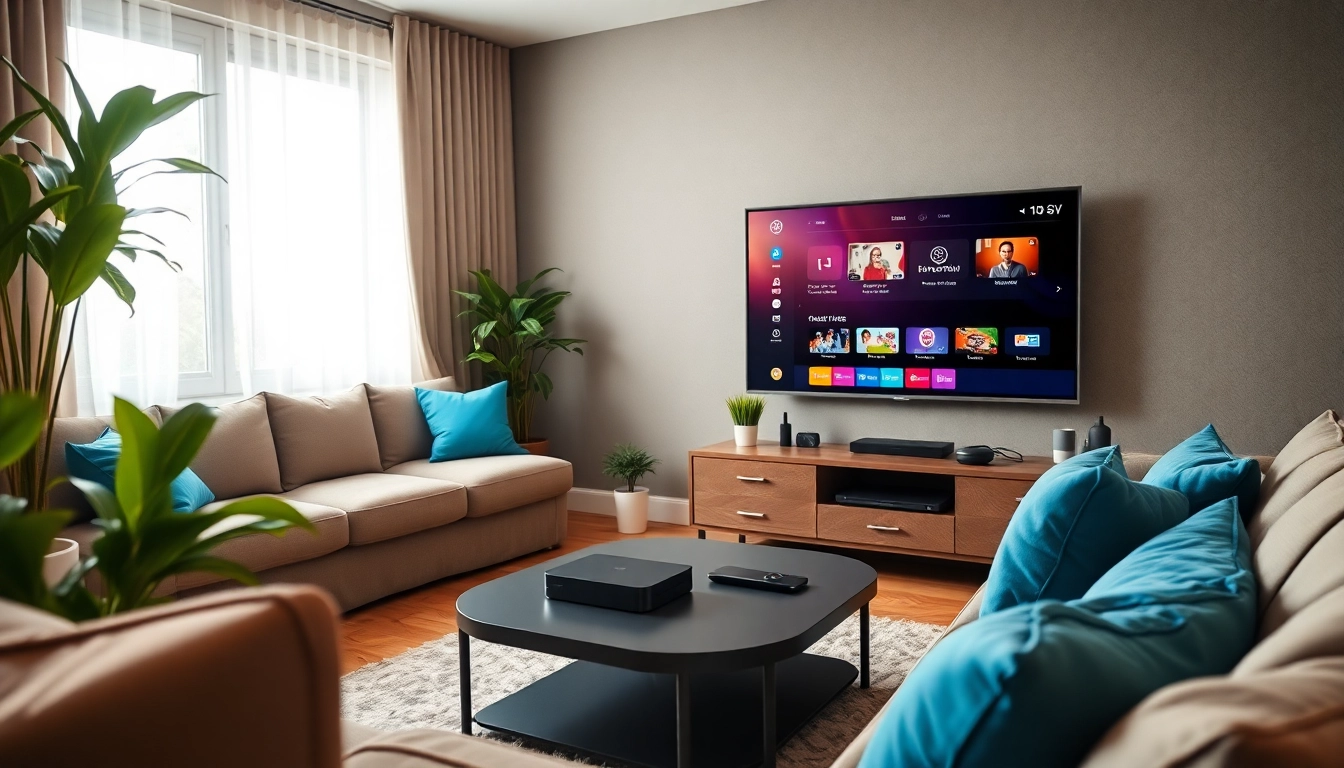 Experience no credit card iptv trial with a stylish living room IPTV setup.