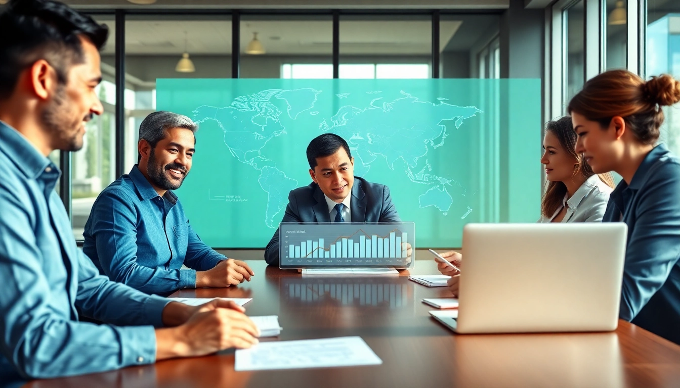 Professionals discussing import tariffs China during a business meeting with trade documents and digital graphs.