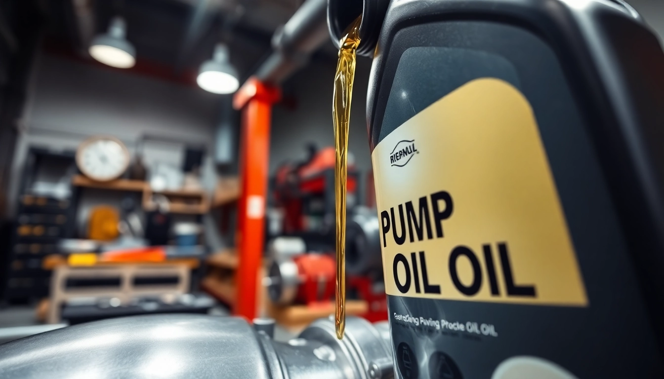 Pouring Pump Oil into machinery, showcasing quality and professional maintenance environment.