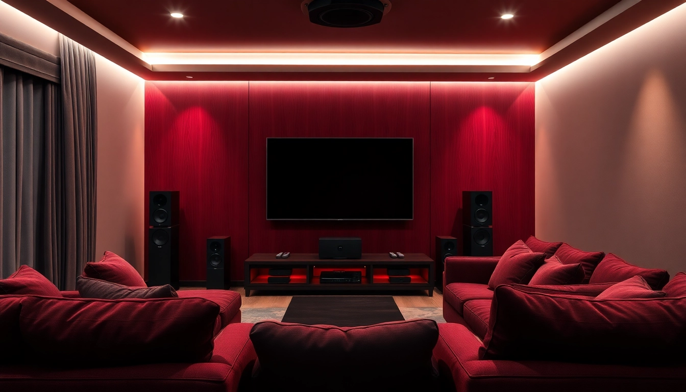 Enhance your home theater installation near me with expert design in a cozy living room.