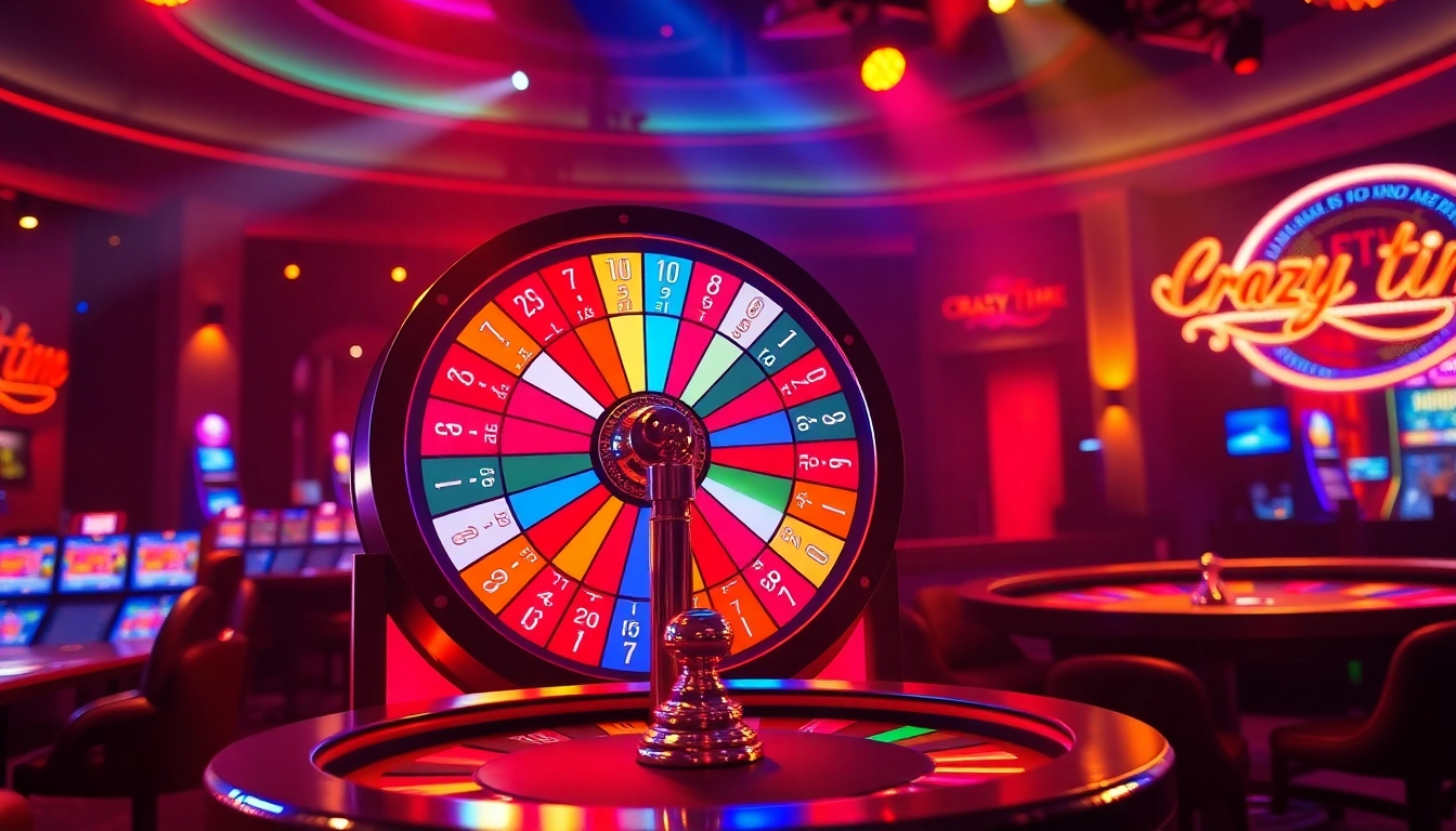 Experience the thrill of Crazy Time with real-time RTP insights in a colorful live casino setting.