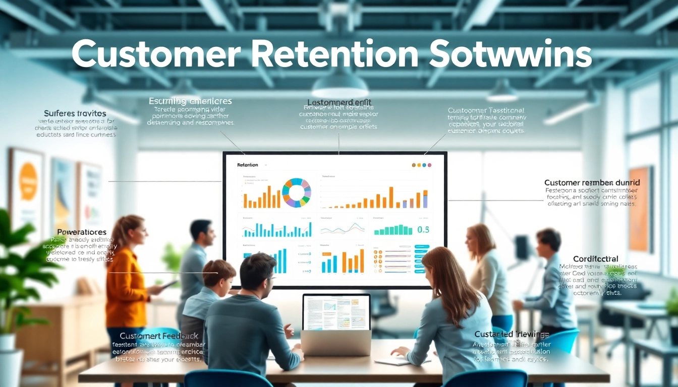 Showcasing customer retention software solutions within a collaborative team environment.