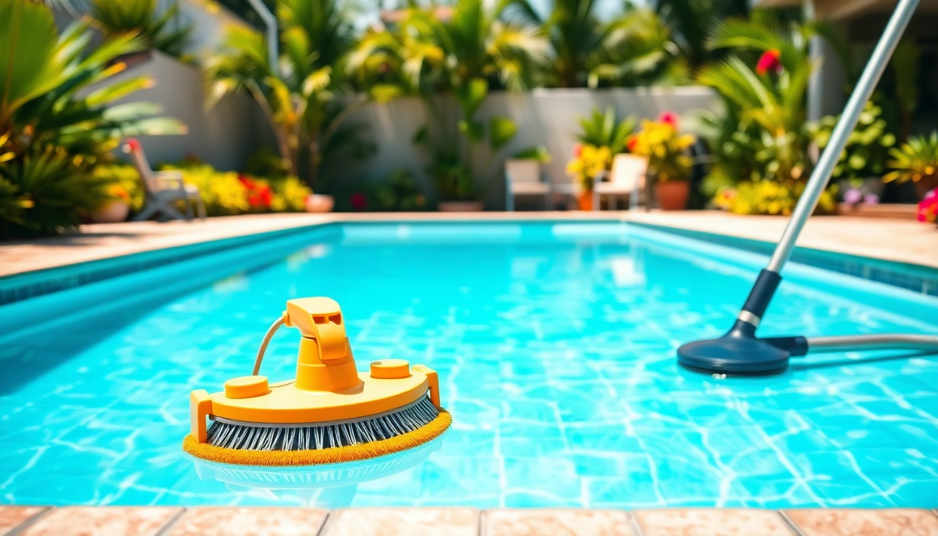 Engaging swimming pool service Pinellas County in a professional maintenance scene showcasing a pristine pool.