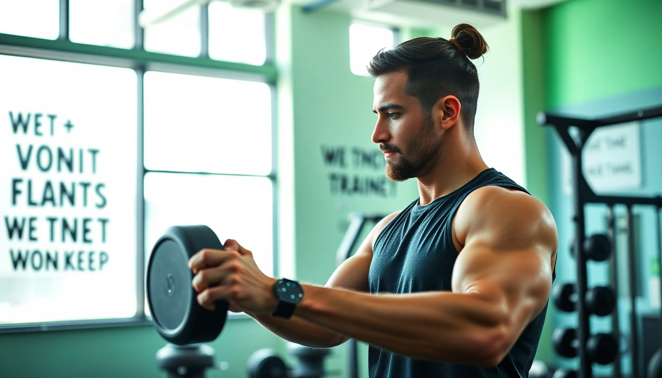 Motivated personal trainer tonbridge guiding a client through an intense workout.