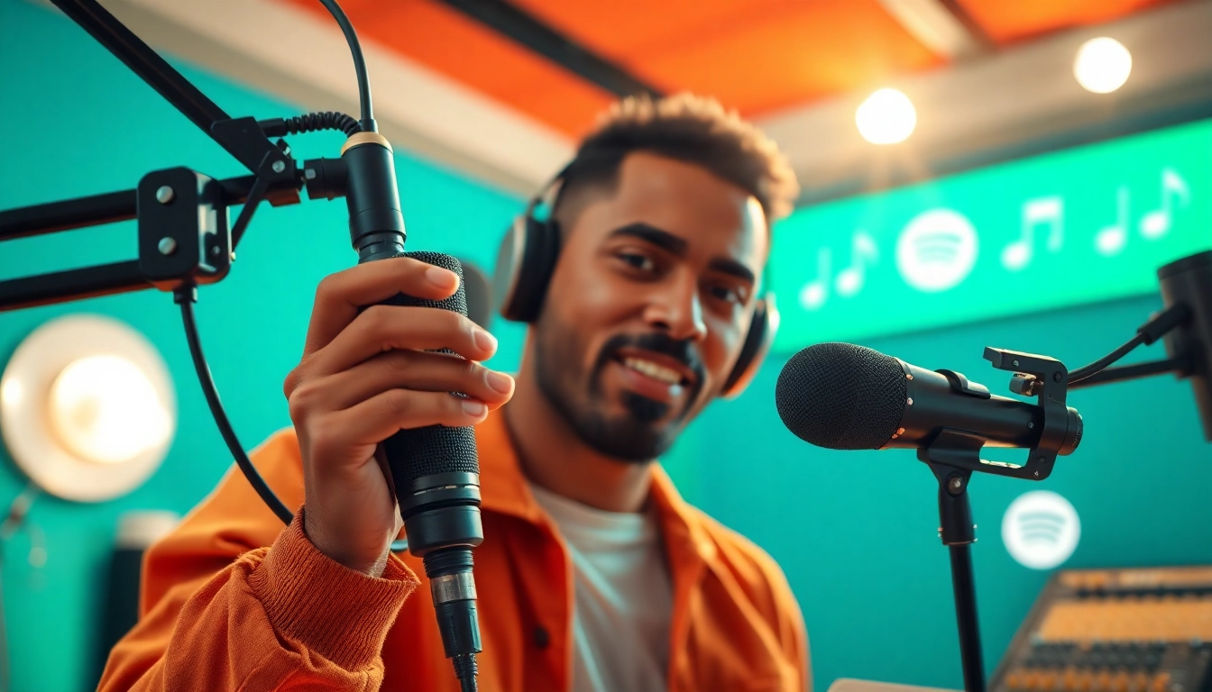 Promote Spotify music with vibrant studio setting showcasing an artist.