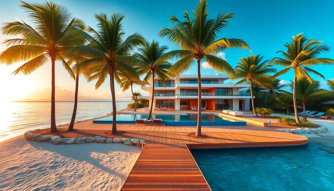 Stunning view of an international property for sale showcasing a luxurious beachfront villa.