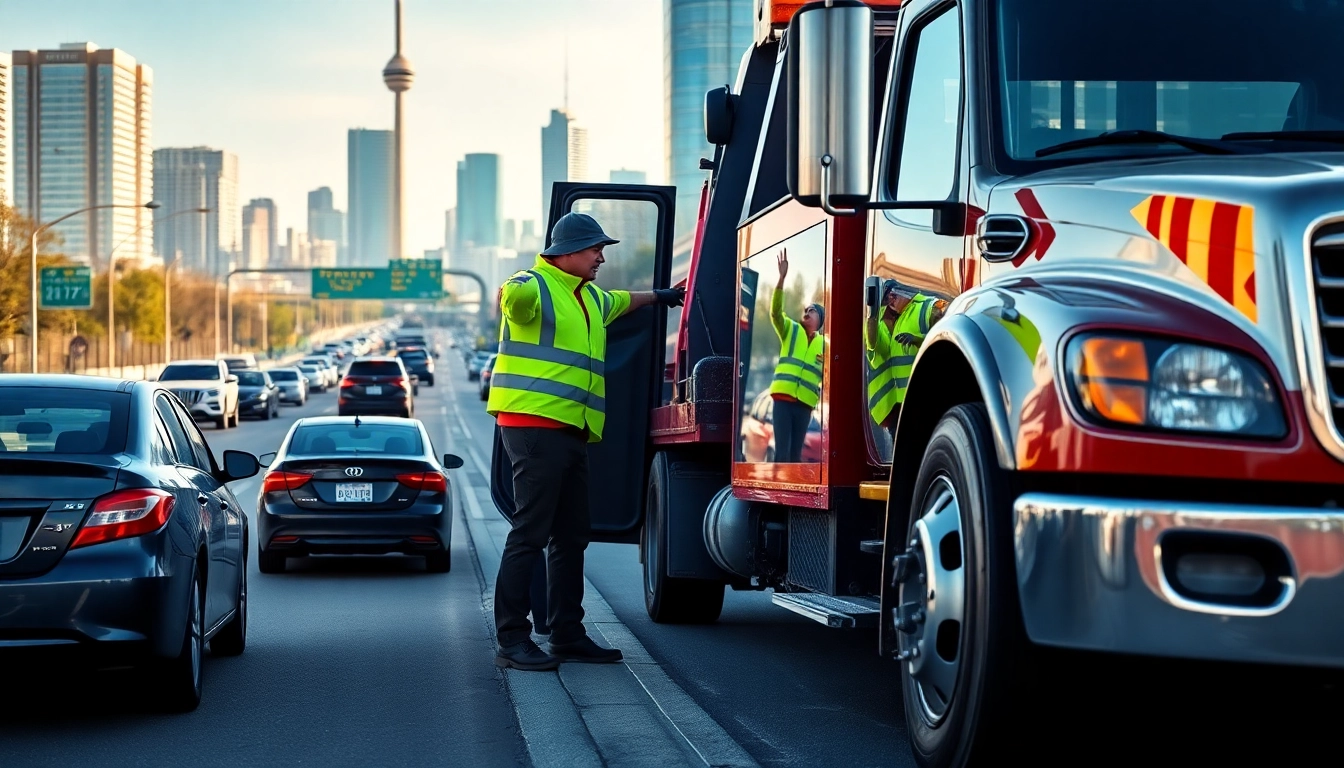 Providing Roadside Assistance in Toronto with a professional tow truck service.