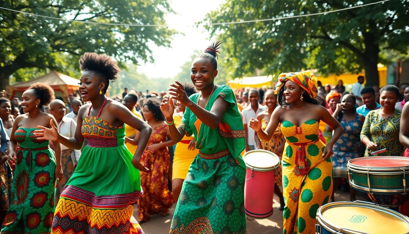 Experience Afrobeats streaming at a vibrant party with energetic dancers and a lively crowd.