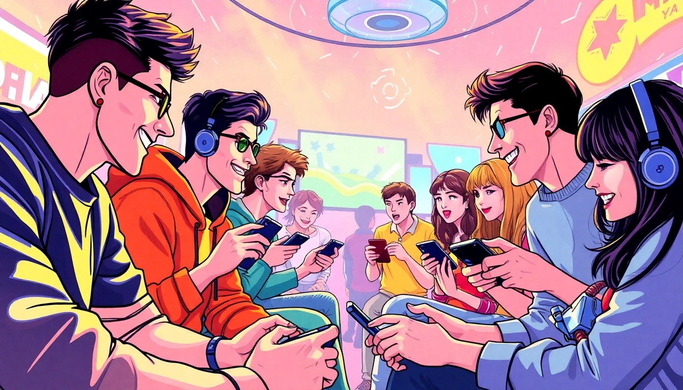 Engaging adults playing game sex on devices with excitement and vibrant atmosphere.