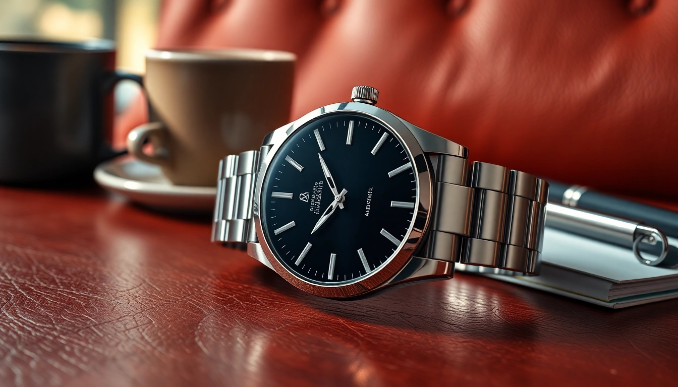 Trendige Herren Armbanduhren im eleganten Design auf einem stilvollen Hintergrund präsentieren.