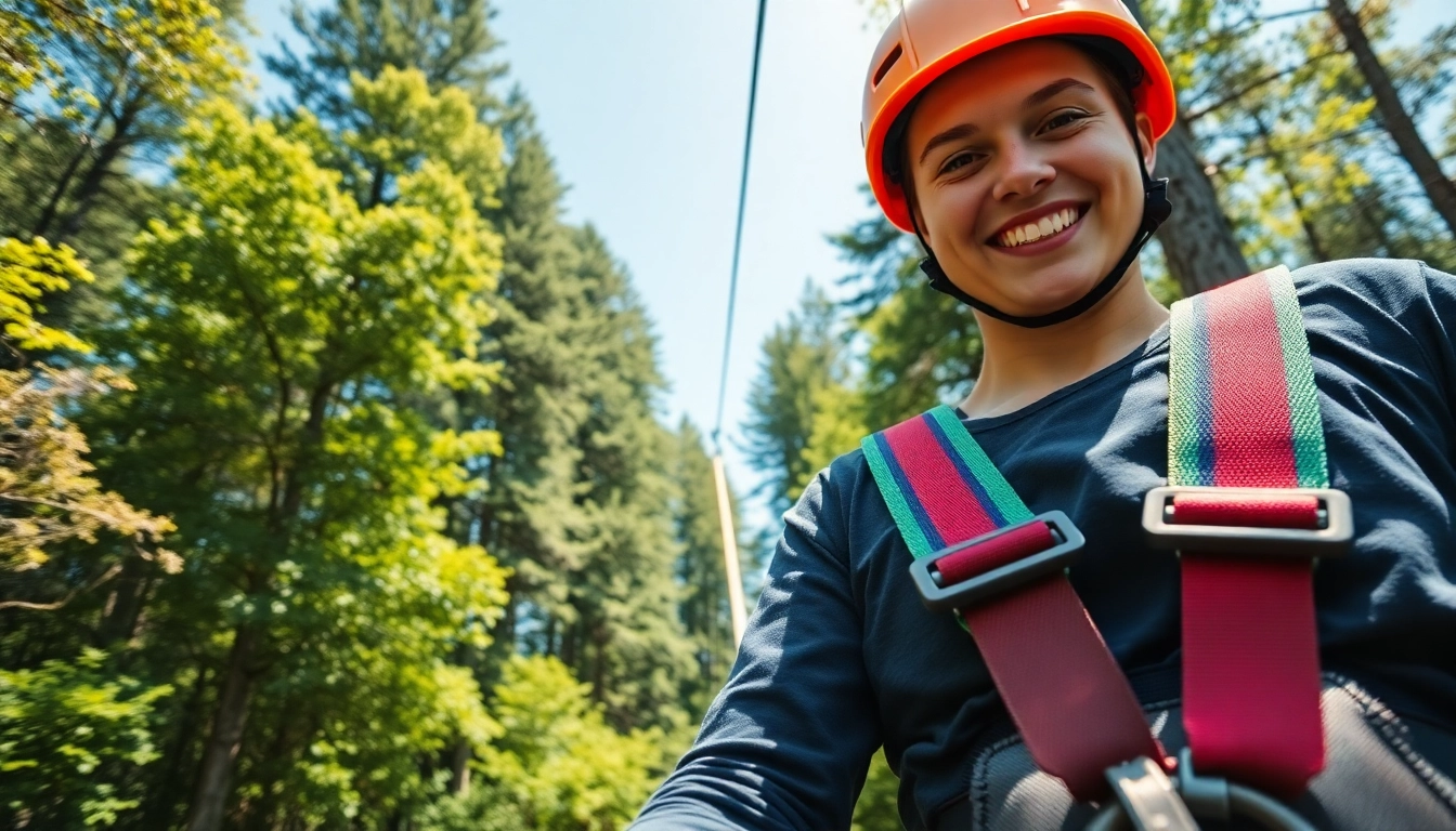 Enjoying the thrill of a ZIP WIRE KIT adventure through a scenic forest.