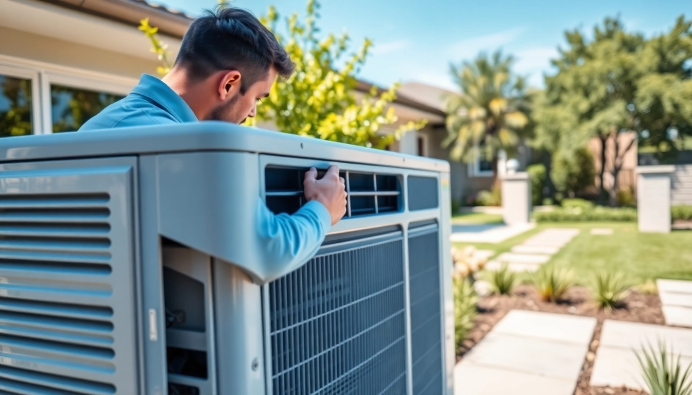 Technician performing AC installation Franklin TN at a modern home, showcasing quality service.