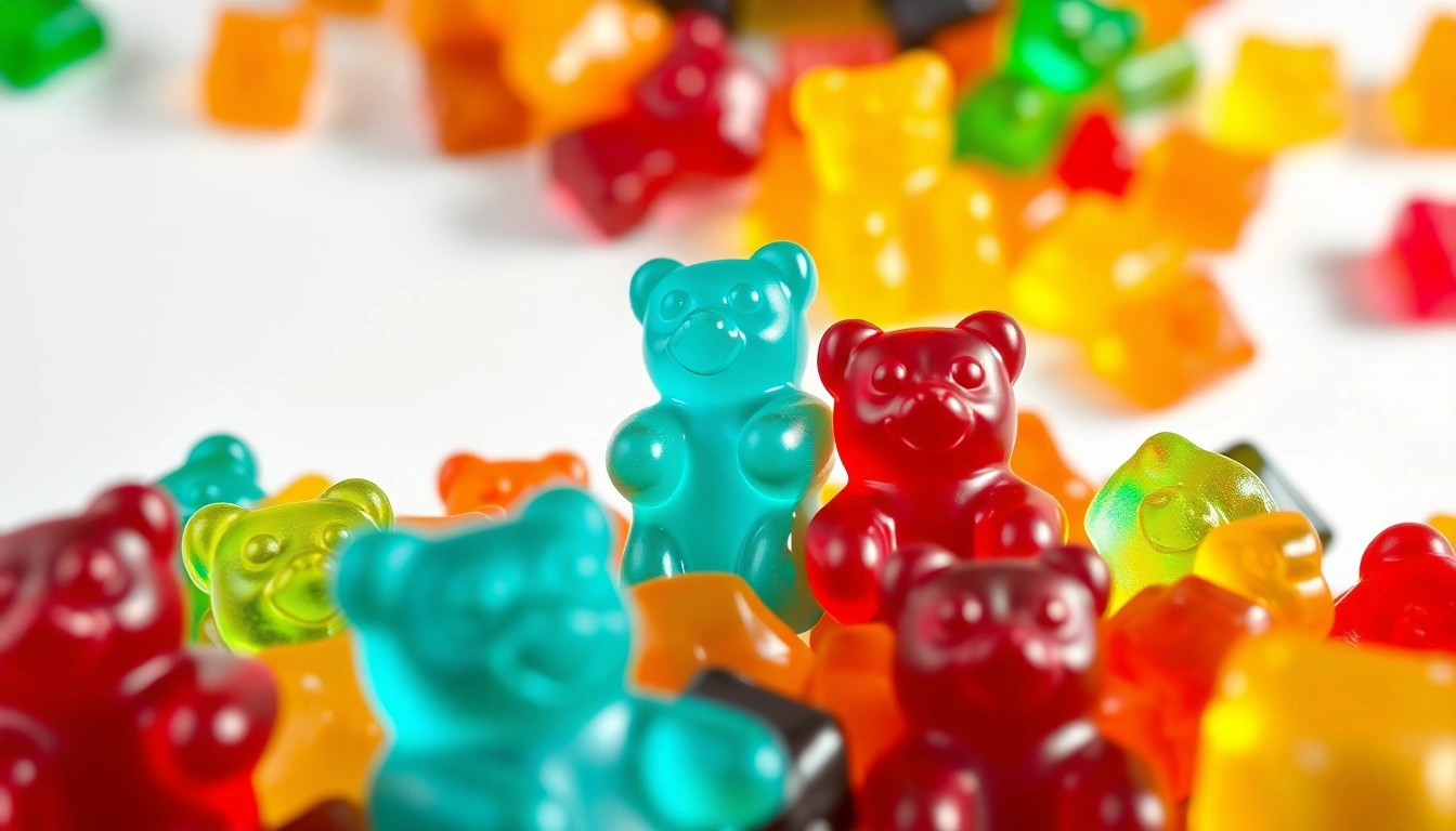 Colorful Branded Gummy Bears displayed in an engaging arrangement, showcasing their variety.