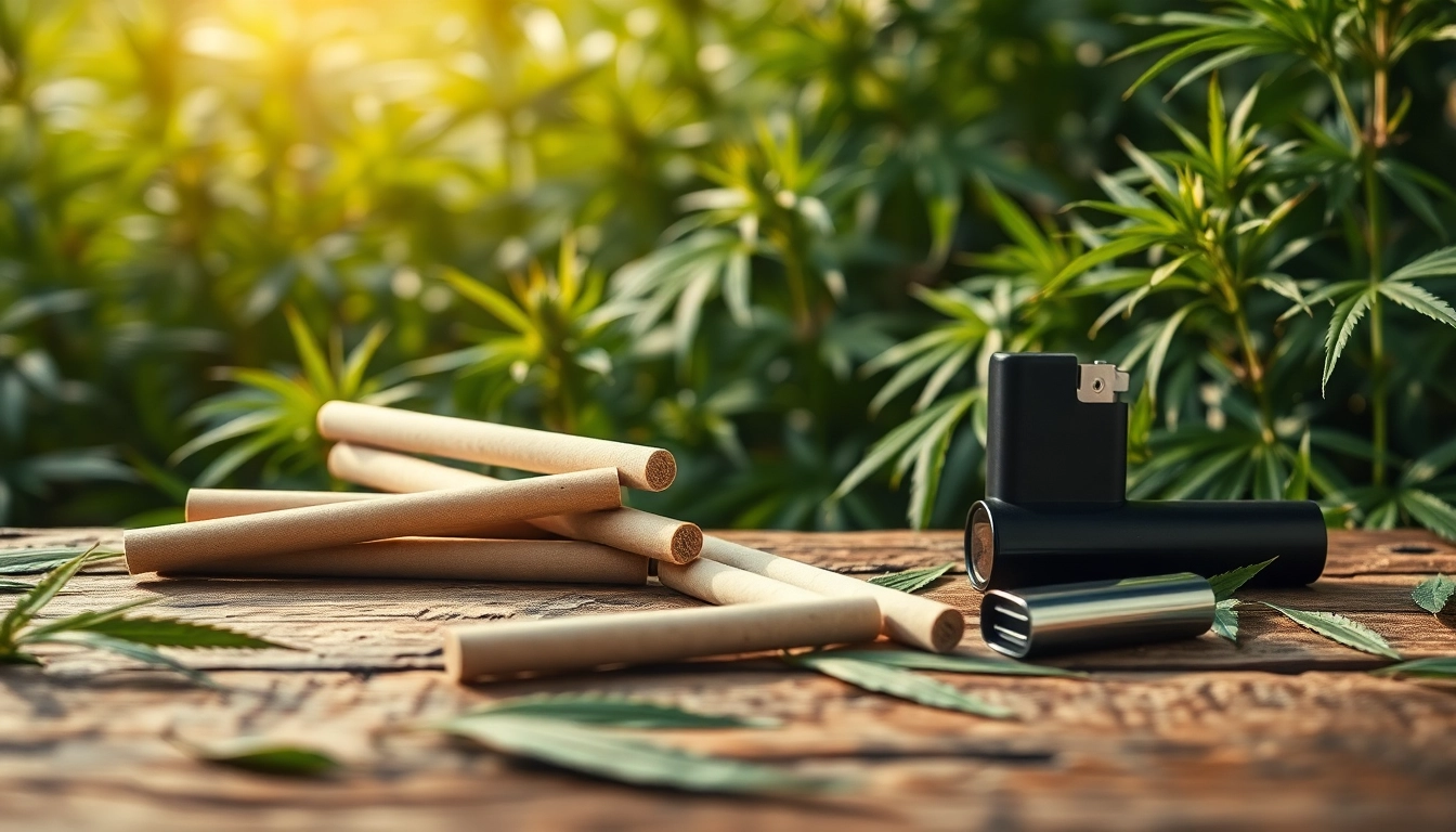 Enjoying hemp cigarettes displayed elegantly on rustic wood, highlighting their natural appeal.