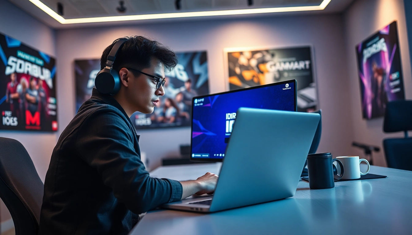 Mengakses IDR89 Login dengan gamer serius di ruang kerja modern.