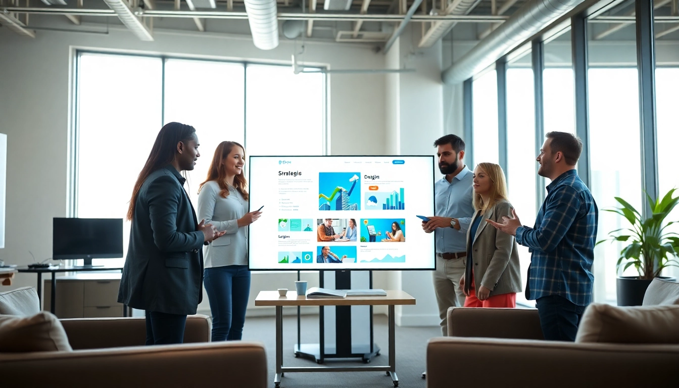 Showcase of web design companies kansas city collaborating in a modern workspace.