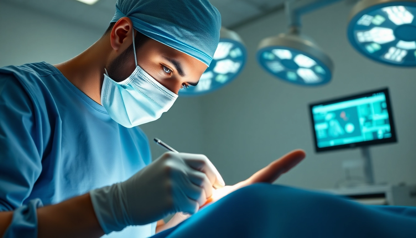Handchirurgie Braunschweig: Facharzt operiert präzise die Hand eines Patienten.