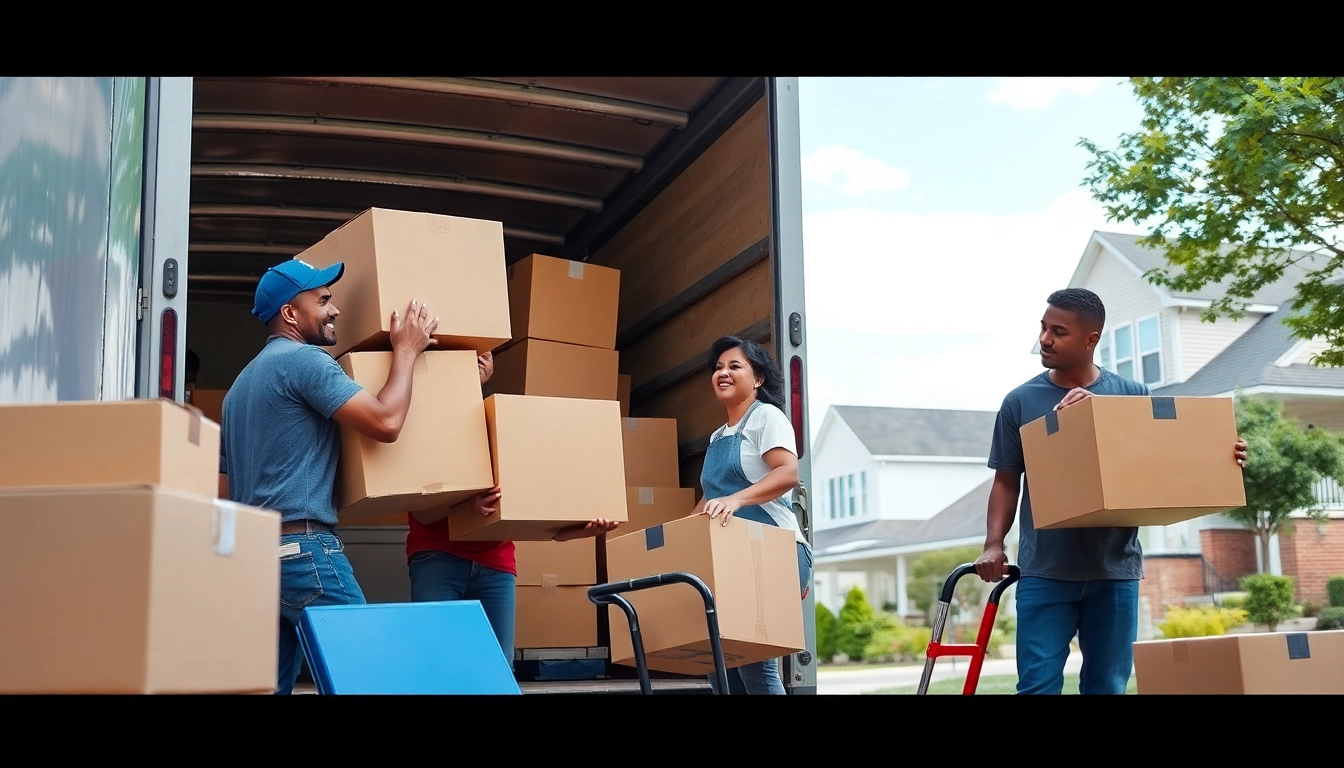Bronx movers efficiently relocating boxes during a vibrant moving day in a suburban neighborhood.